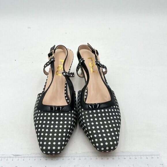 FSJ Women Fashion Square Toe Pumps Rhinestones Chunky Low Heel Cutout Slingback - Picture 2 of 7